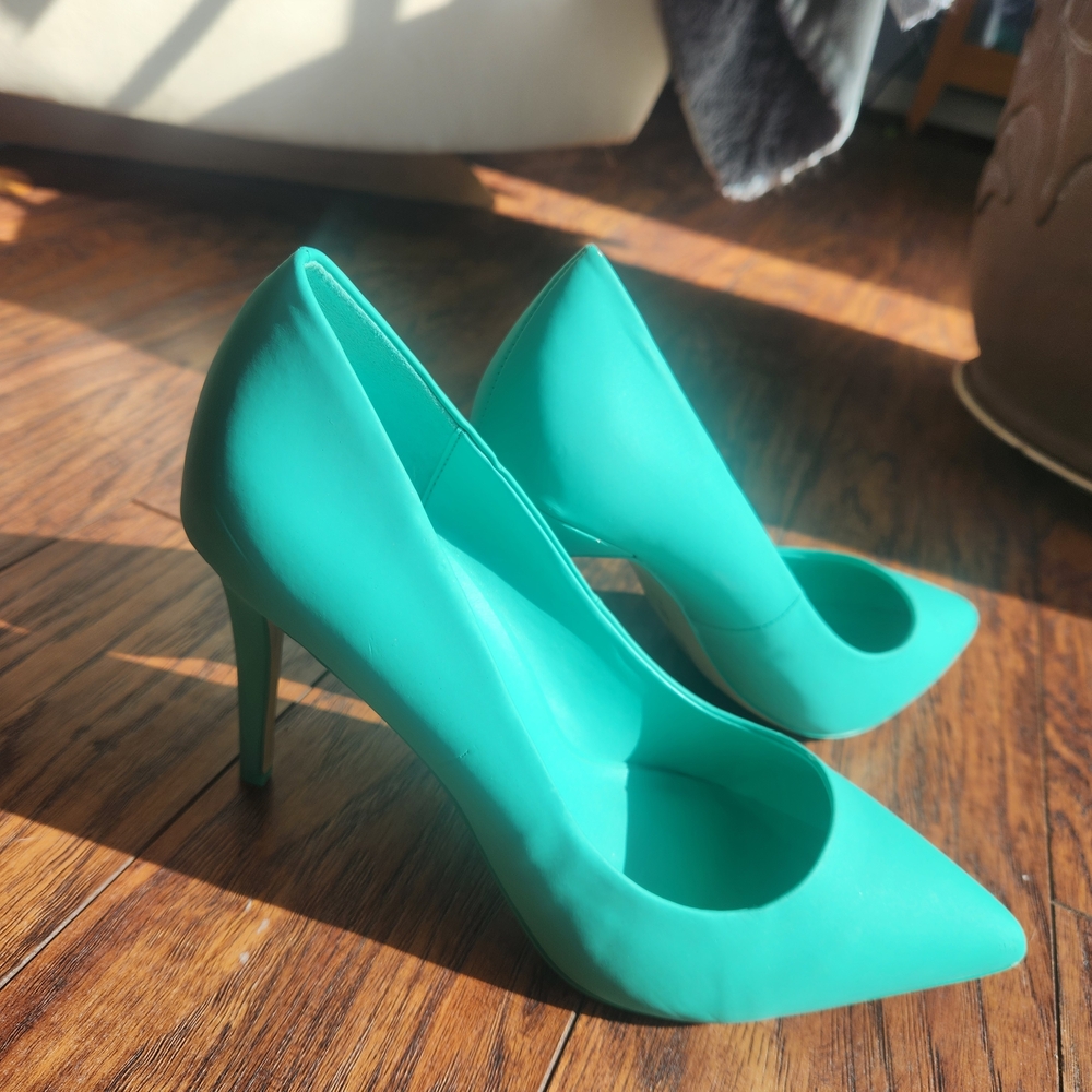 Chic Mix 6 Green Stiletto Heels 9.5 - Picture 2 of 7